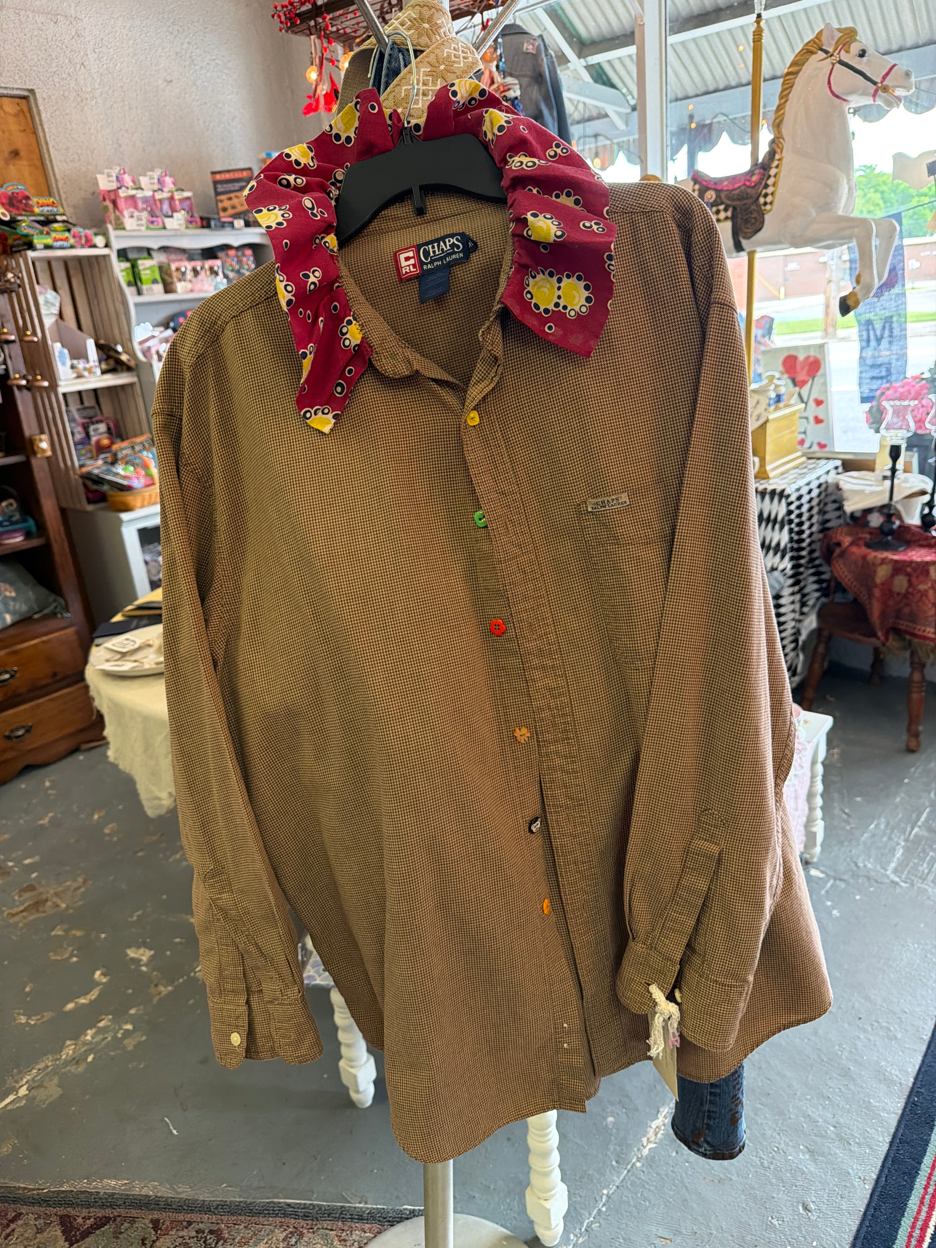 Upcycled Shirt with Ruffle Collar