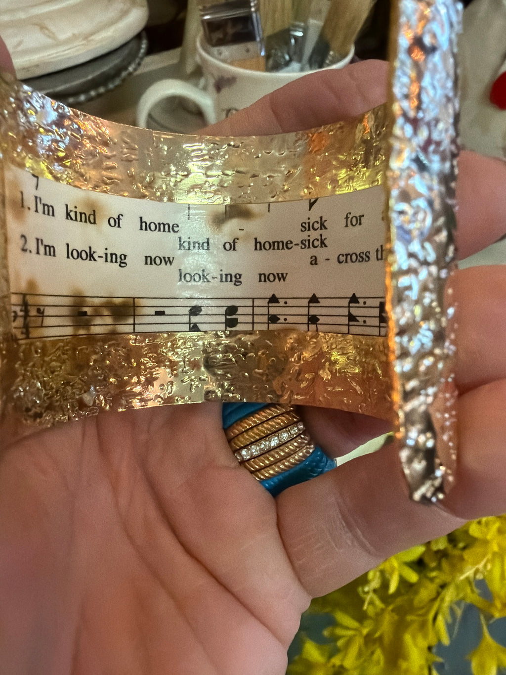Gold Tone Hammered Cuff Bracelet