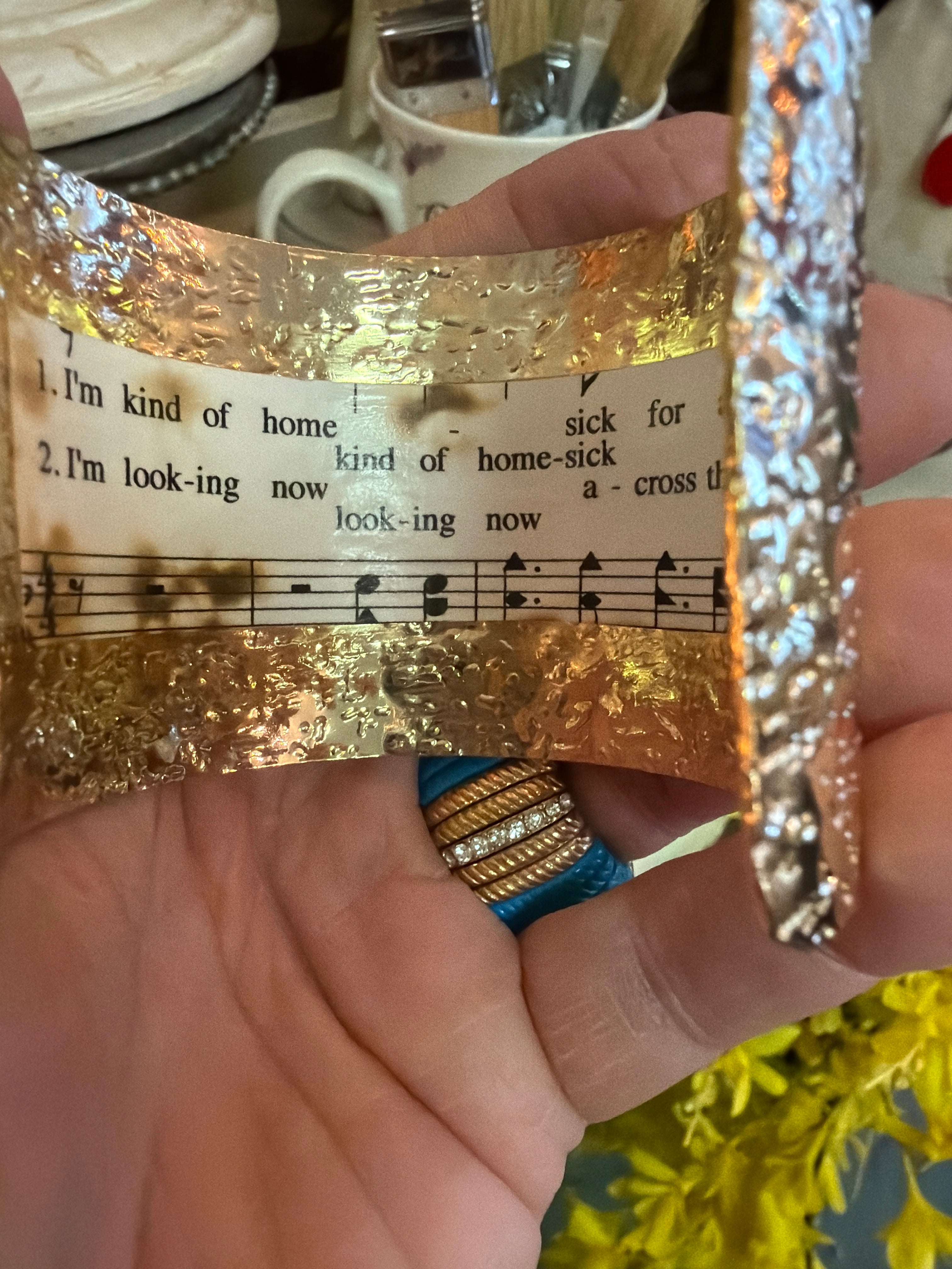 Gold Tone Hammered Cuff Bracelet
